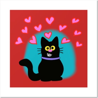 Smiling kitty loves you Posters and Art